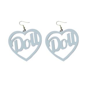 White Acrylic Heart Earrings in White NWOT